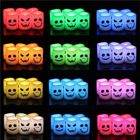 Halloween Flameless LED Candles Color Changing Votive Remote Timer Home Decor - Picture 2 of 7